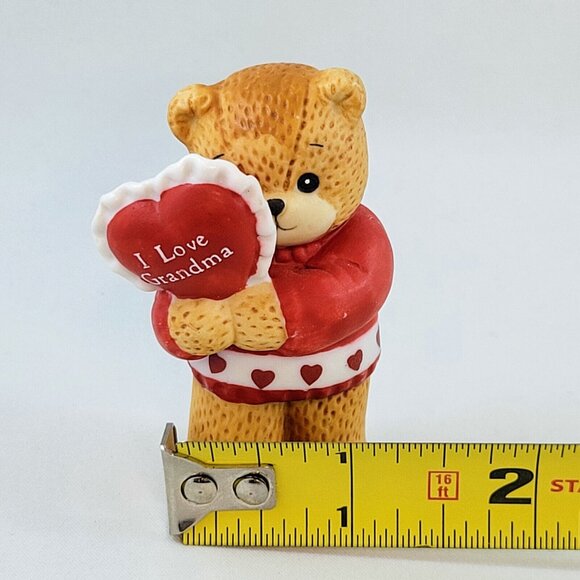 Bear Figurine Enesco Vintage Lucy Rigg Ceramic I Love Grandma Heart Pillow 1986 - Picture 9 of 9